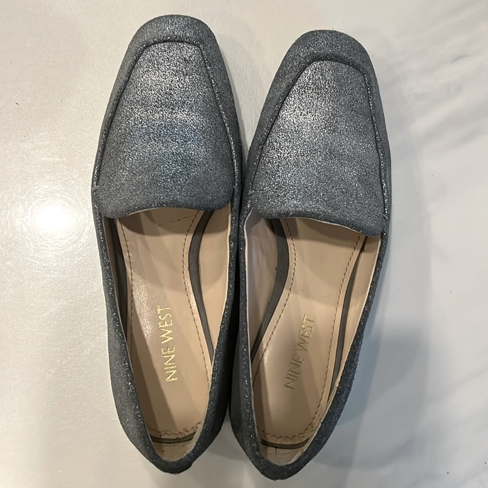 Nine West Silver Glitter Flat